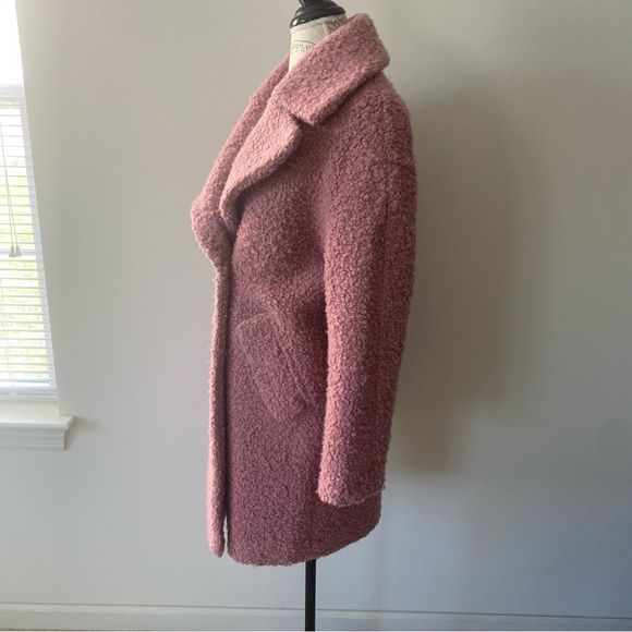 Topshop Alicia Boucle Slouch Pink Wool Blend Long Coat - Picture 2 of 8